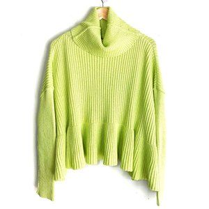 NWT Free People Layer Cake Turtleneck Sweater Key Lime Size Small